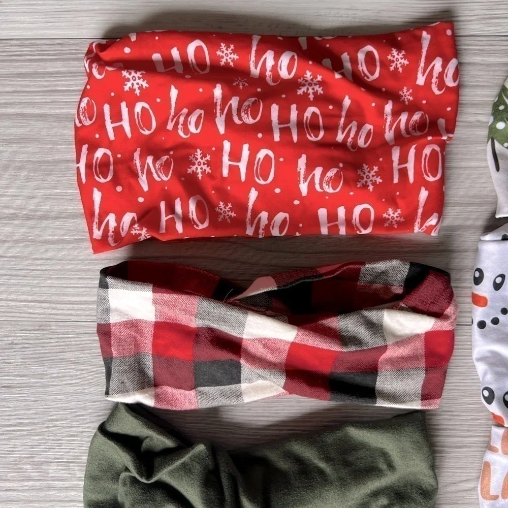 HOLIDAY headbands 8 prints and solids EUC